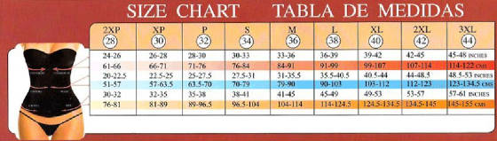 Vedette Size Chart